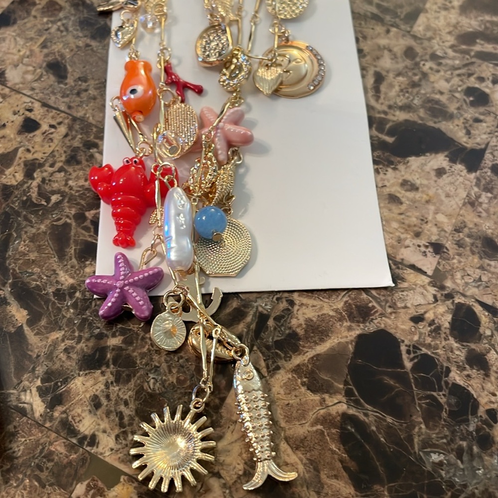 Long Multilayered Seaside Charm Necklace - Picture 6 of 9